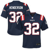 TreVeyon Henderson New England Patriots Youth Team Game Jersey - Navy - Nike