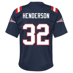 TreVeyon Henderson New England Patriots Youth Team Game Jersey - Navy - Nike