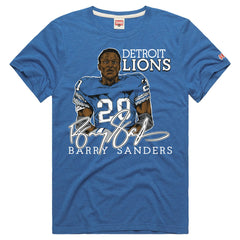 Barry Sanders Detroit Lions Homage Unisex Retired Player Classic Caricature Tri-Blend T-Shirt - Blue - NFL