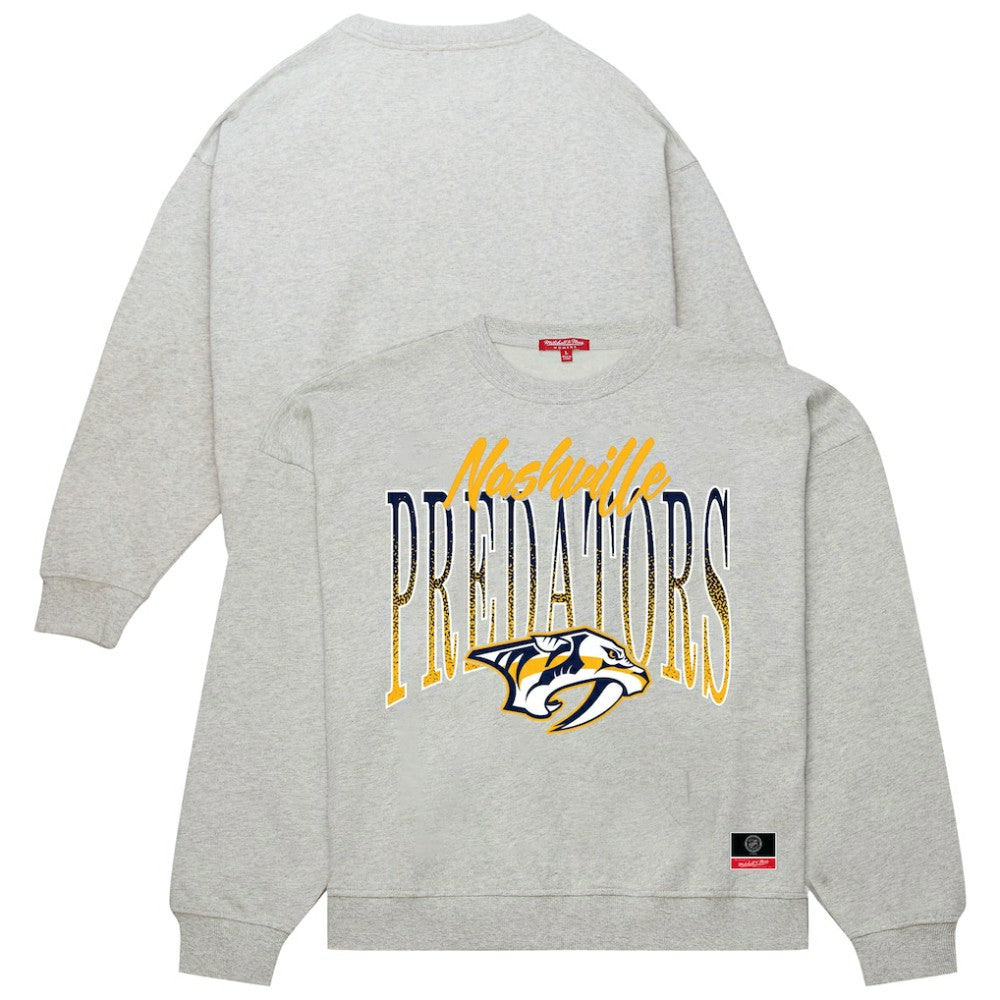 Nashville Predators Mitchell & Ness Women's Hockey Night Sweatshirt - Heather Gray | NHL on sale