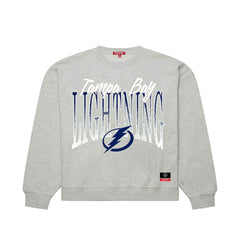 Tampa Bay Lightning Mitchell & Ness Women's Hockey Night Sweatshirt - Heather Gray | NHL Clearance