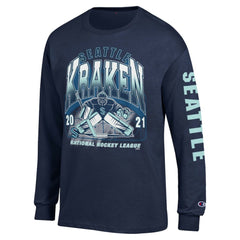 Seattle Kraken Champion Long Sleeve Jersey T-Shirt - Navy | NHL sale