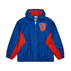 Mitchell & Ness New York Knicks Playmaker Full-Zip Hooded Windbreaker Jacket Blue