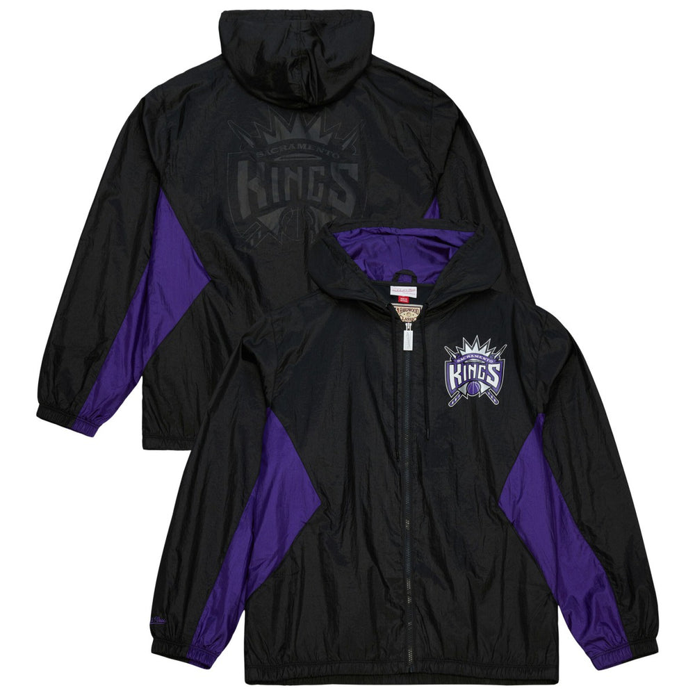 Mitchell & Ness Sacramento Kings Playmaker Full-Zip Hooded Windbreaker Jacket Black