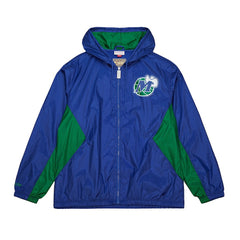 Mitchell & Ness Dallas Mavericks Playmaker Full-Zip Hooded Windbreaker Jacket Blue