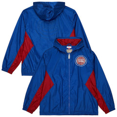 Mitchell & Ness Detroit Pistons Playmaker Full-Zip Hooded Windbreaker Jacket Blue