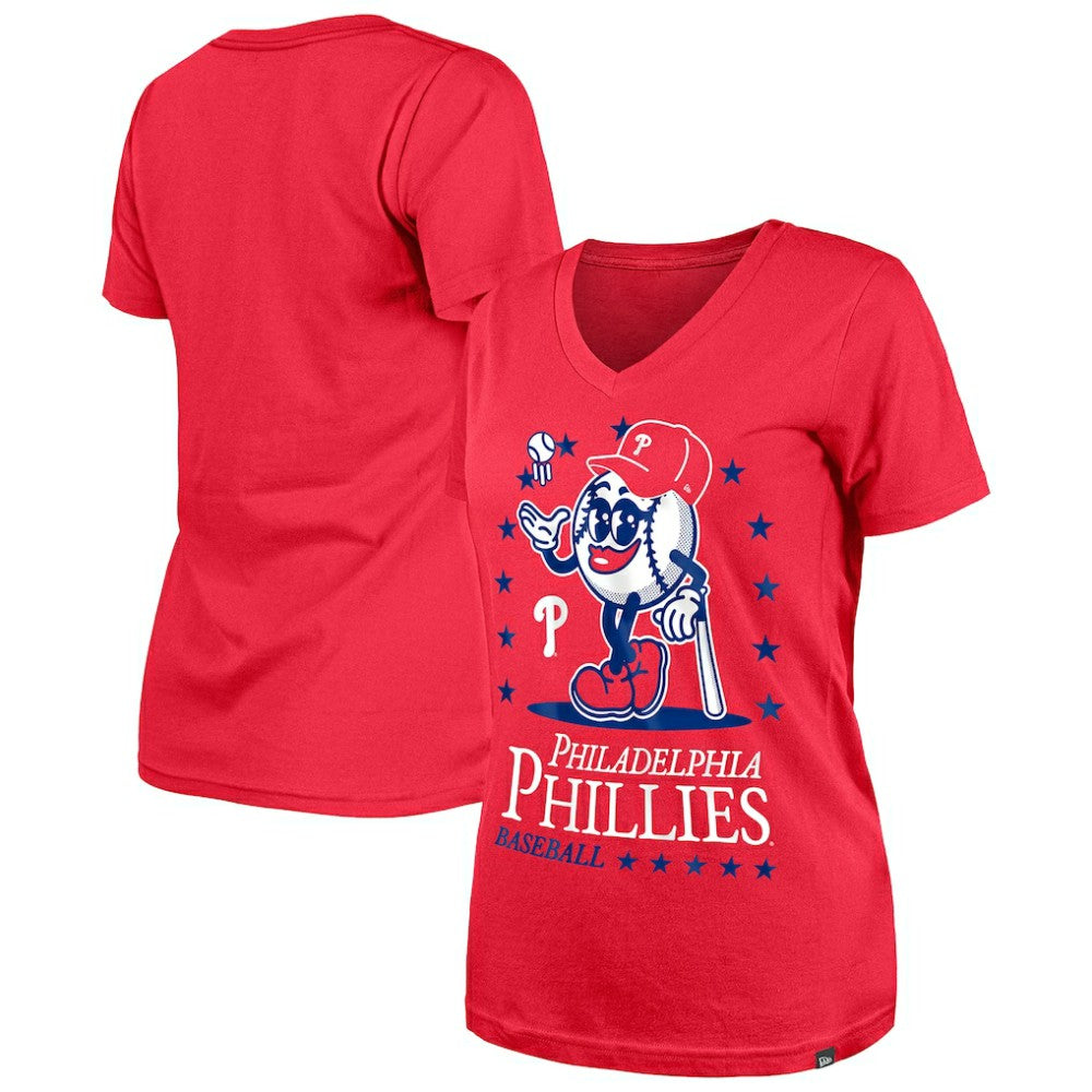Philadelphia Phillies New Era Women's Little Miss 2 V-Neck T-Shirt Outlet