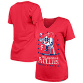 Philadelphia Phillies New Era Women's Little Miss 2 V-Neck T-Shirt Outlet