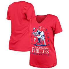 Philadelphia Phillies New Era Women's Little Miss 2 V-Neck T-Shirt Outlet