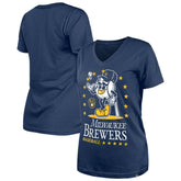 Milwaukee Brewers New Era Women's Little Miss 2 V-Neck T-Shirt for sale