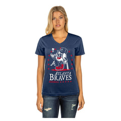 Atlanta Braves New Era Women's Little Miss 2 V-Neck T-Shirt Outlet