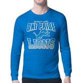 Detroit Lions Starter Comic Style Slogan Long Sleeve T-Shirt - Blue - NFL