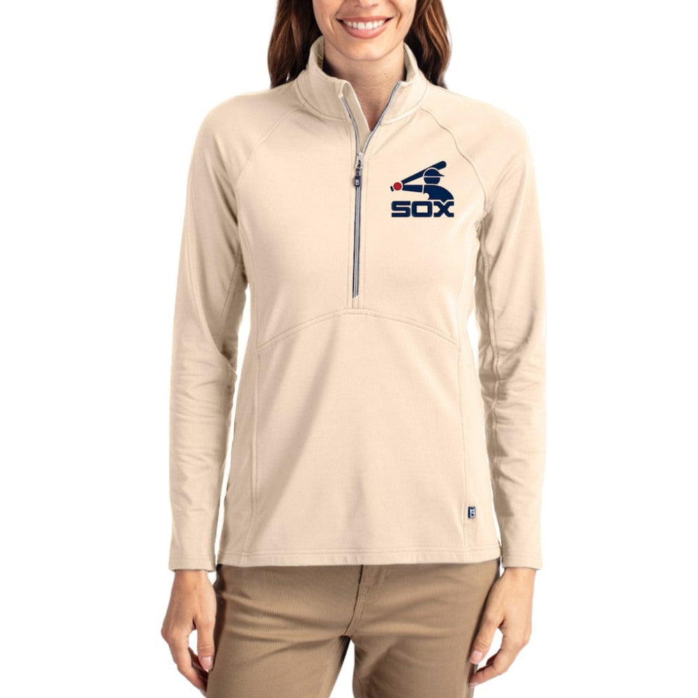 Chicago White Sox Cutter & Buck Women's Cooperstown Collection Adapt Eco Knit Stretch Half-Zip Pullover Outlet