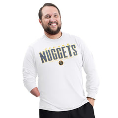Denver Nuggets G-III Sports by Carl Banks Adaptive Printed Mesh Effect Long Sleeve T-Shirt White