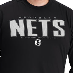 Brooklyn Nets G-III Sports by Carl Banks Adaptive Printed Mesh Effect Long Sleeve T-Shirt Black