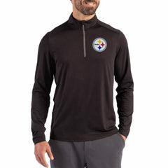 Pittsburgh Steelers Cutter & Buck Coastline Epic Comfort Recycled Quarter-Zip Pullover - Black - NFL