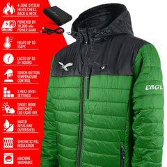 Philadelphia Eagles ActionHeat 5V Battery Heated Colorblock Full-Zip Puffer Jacket - Black/Kelly Green - NFL