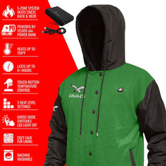 Philadelphia Eagles ActionHeat 5V Battery Heated Full-Snap Varsity Jacket - Kelly Green/Black - NFL