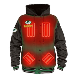 Green Bay Packers ActionHeat 5V Battery Heated Full-Snap Varsity Jacket - Green/Black - NFL