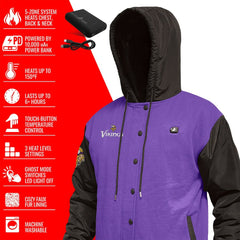 Minnesota Vikings ActionHeat 5V Battery Heated Full-Snap Varsity Jacket - Purple/Black - NFL