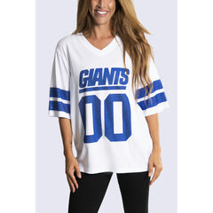 New York Giants Cuce Women's Rhinestone V-Neck Tunic - White - NFL