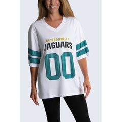 Jacksonville Jaguars Cuce Women's Rhinestone V-Neck Tunic - White - NFL