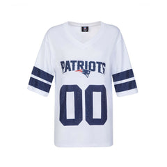 New England Patriots Cuce Women's Rhinestone V-Neck Tunic - White - NFL