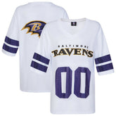 Baltimore Ravens Cuce Women's Rhinestone V-Neck Tunic - White - NFL