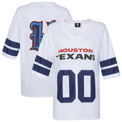 Houston Texans Cuce Women's Rhinestone V-Neck Tunic - White - NFL