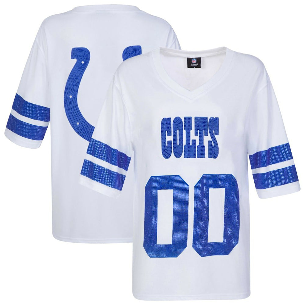 Indianapolis Colts Cuce Women's Rhinestone V-Neck Tunic - White - NFL
