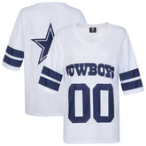 Dallas Cowboys Cuce Women's Rhinestone V-Neck Tunic - White - NFL