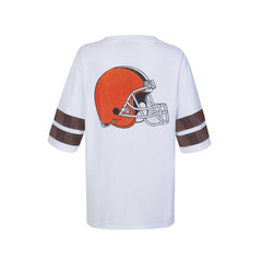 Cleveland Browns Cuce Women's Rhinestone V-Neck Tunic - White - NFL