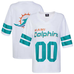 Miami Dolphins Cuce Women's Rhinestone V-Neck Tunic - White - NFL