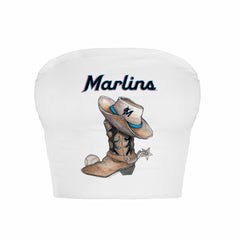 Miami Marlins Tiny Turnip Women's Cowboy Boot Crop Tube Top Discount