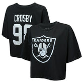 Maxx Crosby Las Vegas Raiders Majestic Threads Women's Swarovski Crystals Boxy Cropped Name & Number T-Shirt - Black - NFL