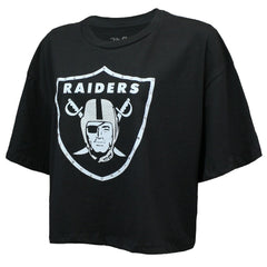Maxx Crosby Las Vegas Raiders Majestic Threads Women's Swarovski Crystals Boxy Cropped Name & Number T-Shirt - Black - NFL