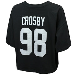 Maxx Crosby Las Vegas Raiders Majestic Threads Women's Swarovski Crystals Boxy Cropped Name & Number T-Shirt - Black - NFL