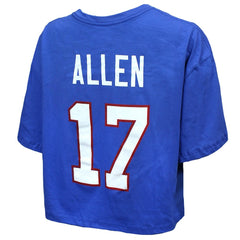 Josh Allen Buffalo Bills Majestic Threads Women's Swarovski Crystals Boxy Cropped Name & Number T-Shirt - Royal - NFL