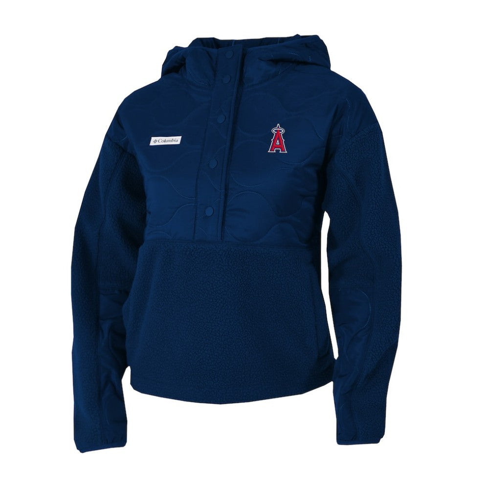 Los Angeles Angels Columbia Women's Cloud Point Hooded Fleece Half-Snap Pullover Jacket Outlet