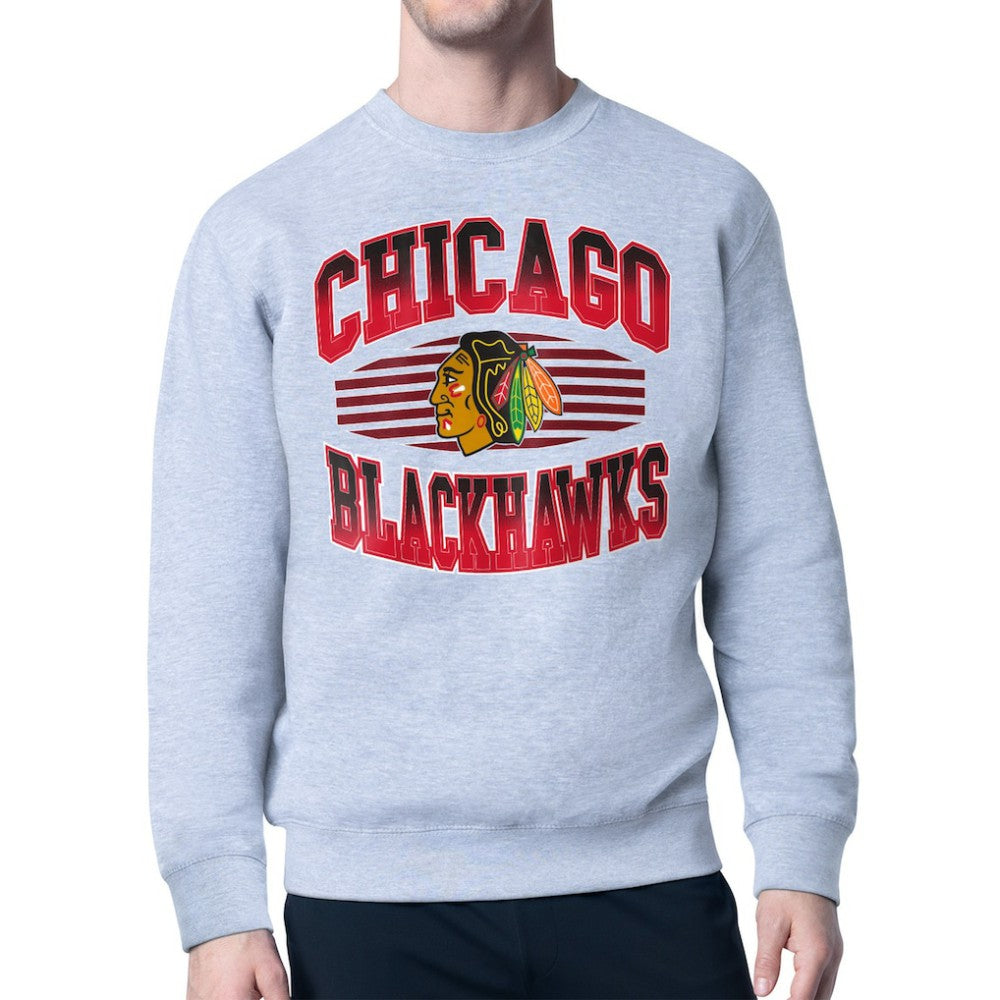 Chicago Blackhawks Starter Team Grit Graphic Fleece Pullover Sweatshirt - Gray | NHL sale
