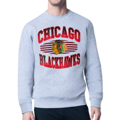 Chicago Blackhawks Starter Team Grit Graphic Fleece Pullover Sweatshirt - Gray | NHL sale