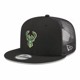 New Era Milwaukee Bucks Core Logo Meshback 9FIFTY Snapback Hat Black