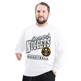 Denver Nuggets G-III Sports by Carl Banks Adaptive Headliner Fleece Crewneck Sweatshirt White