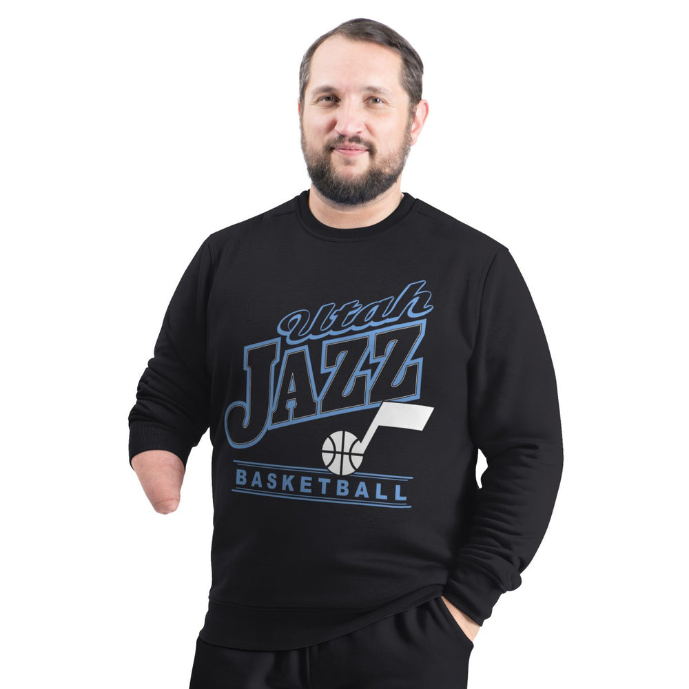 Utah Jazz G-III Sports by Carl Banks Adaptive Headliner Fleece Crewneck Sweatshirt Black