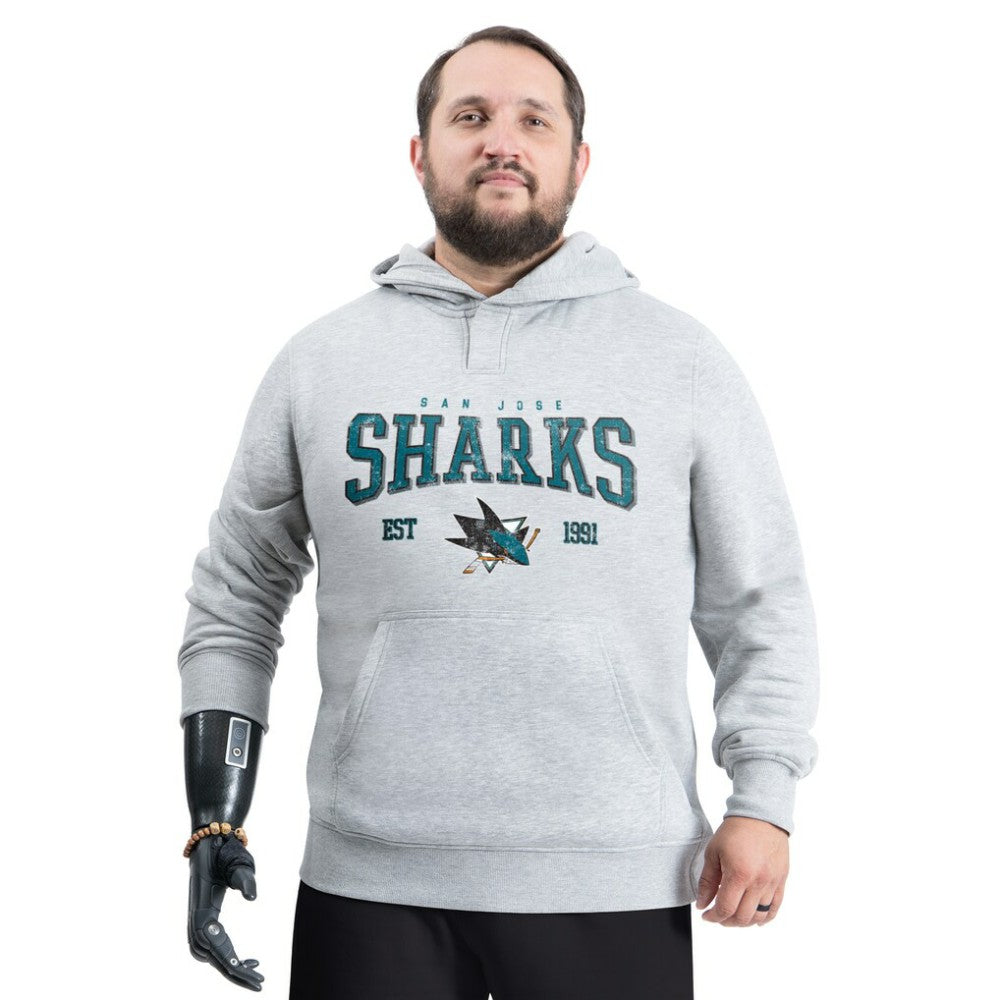 San Jose Sharks G-III Sports by Carl Banks Adaptive Classic Team Spirit Fleece Hoodie - Gray | NHL Lifestyle