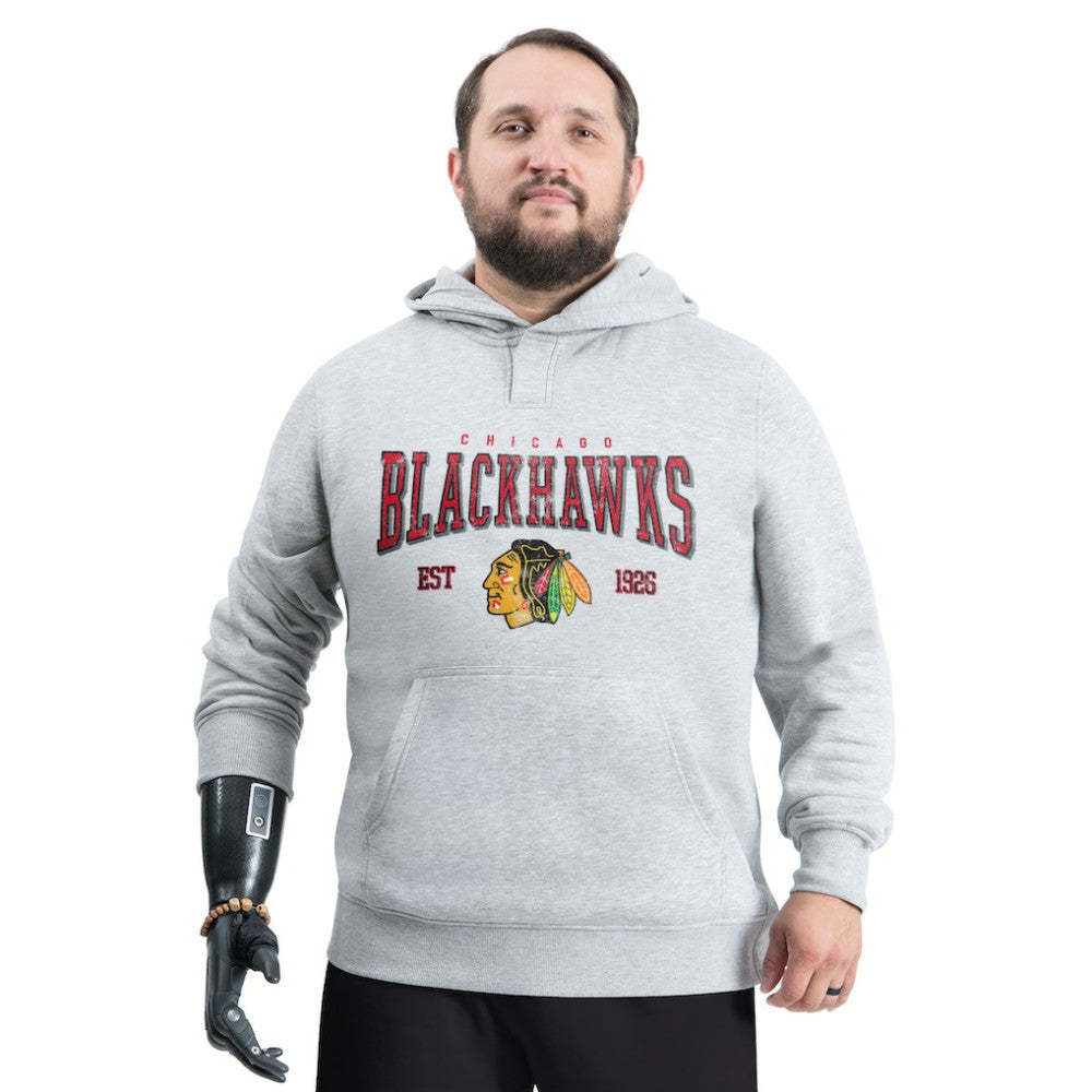 Chicago Blackhawks G-III Sports by Carl Banks Adaptive Classic Team Spirit Fleece Hoodie - Gray | NHL Lifestyle