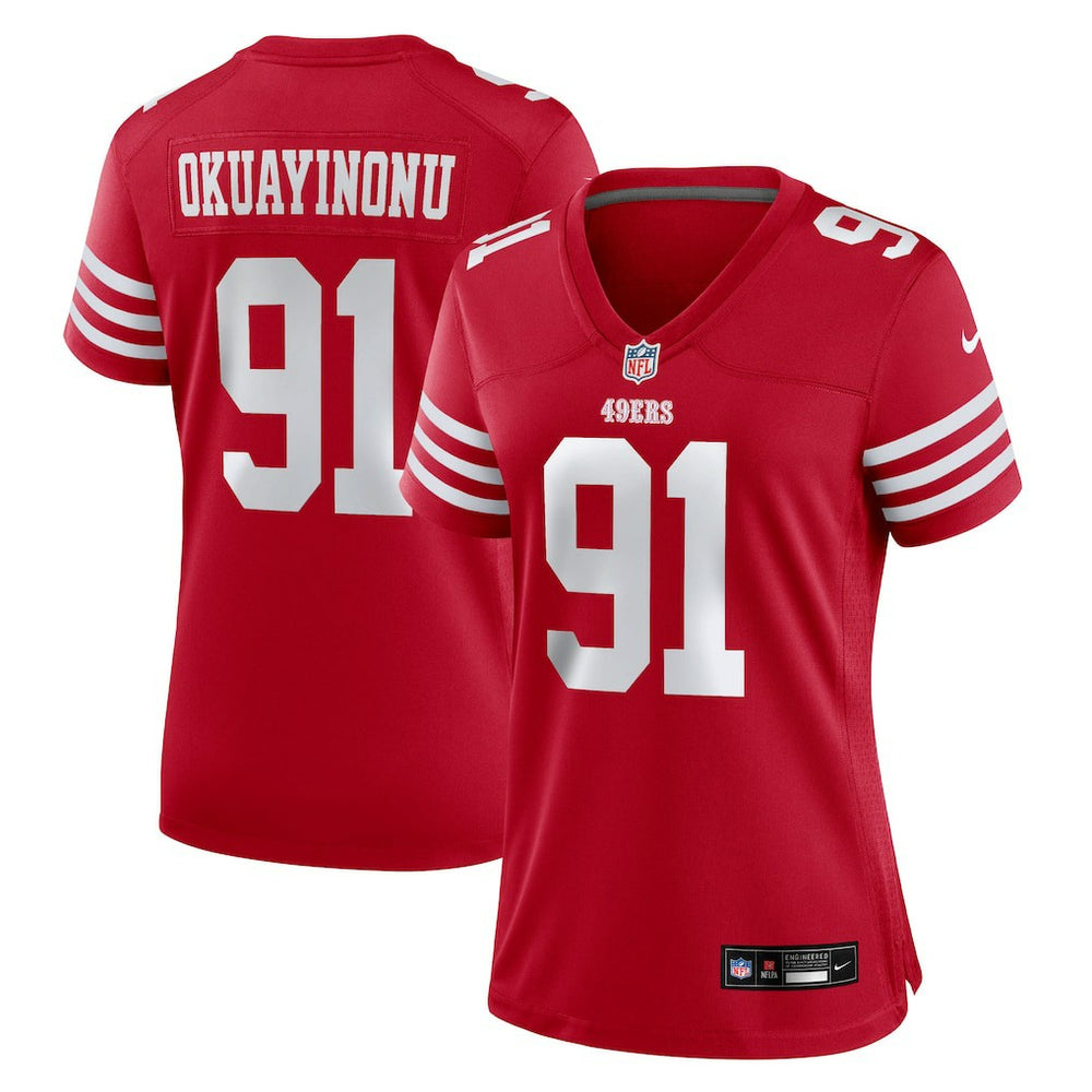 Sam Okuayinonu San Francisco 49ers Women's Team Game Jersey - Scarlet - Nike