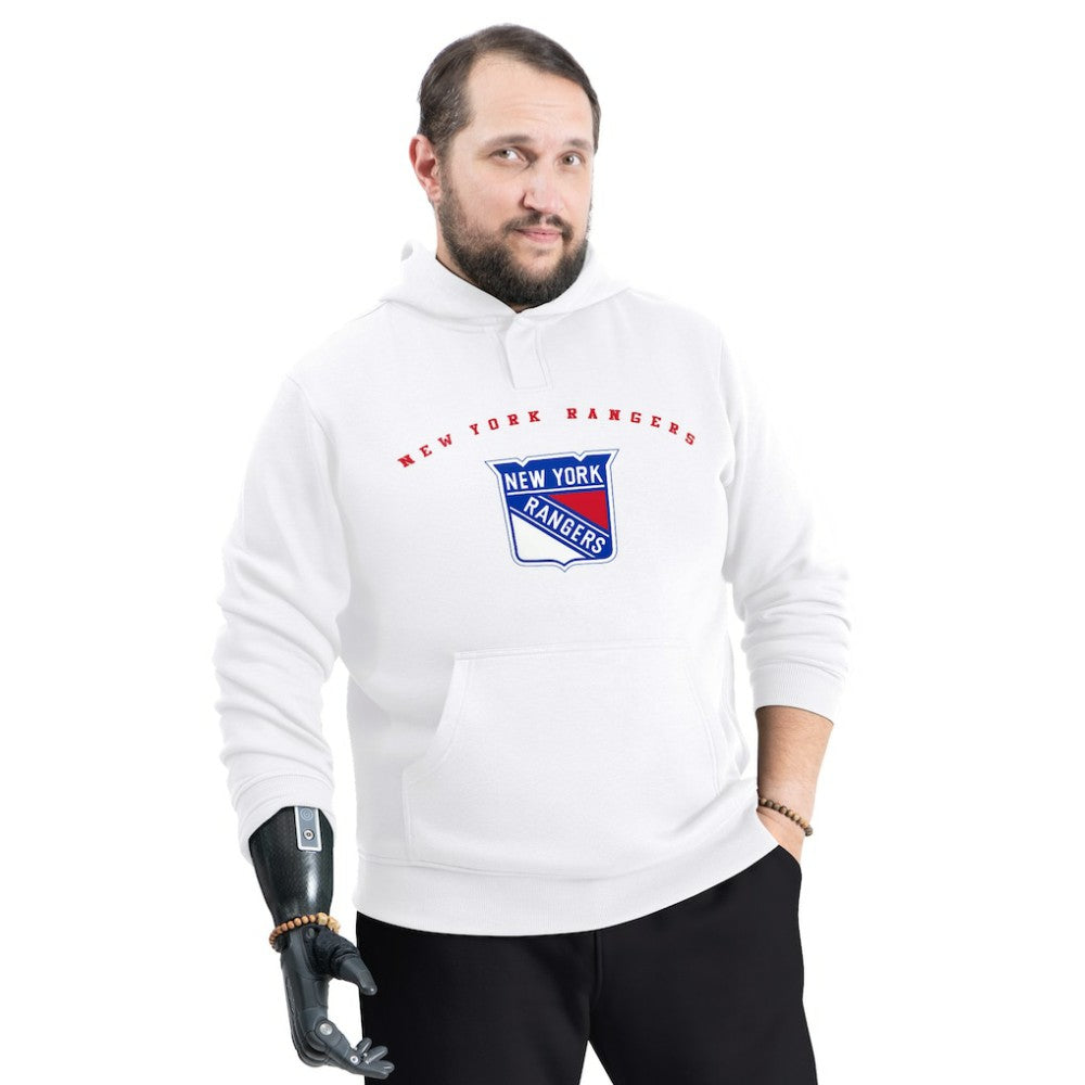 New York Rangers G-III Sports by Carl Banks Adaptive Classic Team Arc Fleece Hoodie - White | NHL Clearance