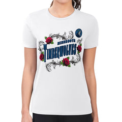 Minnesota Timberwolves G-III 4Her by Carl Banks Women's Super-Slim Fit Lightweight Roses Crew Neck T-Shirt White