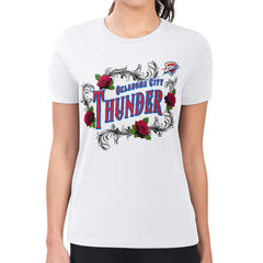 Oklahoma City Thunder G-III 4Her by Carl Banks Women's Super-Slim Fit Lightweight Roses Crew Neck T-Shirt White